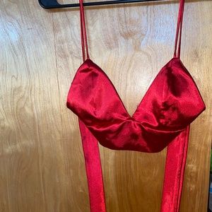 Red Satin Croptop